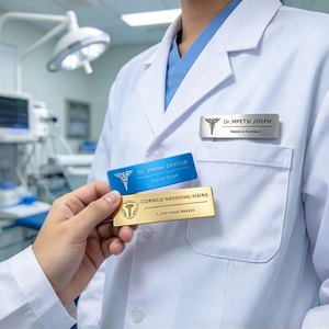 OEM Custom Metal Alloy Nameplate with Safety <b>Pin</b> <b>Brooch</b> and Magnetic Tag for Corporate Staff Identification - Product Image 6