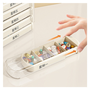 Mezzogiorno PM custodia personalizzabile contenitore di plastica per pillole <span class=keywords><strong>tre</strong></span> <span class=keywords><strong>scomparti</strong></span> 7 cialde giornaliere personalizzabili - Product Image 4