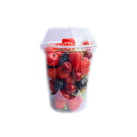 Échantillon F ree Sans BPA 12oz Gobelets de charcuterie en PET transparents avec logo personnalisé Récipient pour le stockage des aliments en plastique avec couvercles