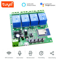 Relais intelligent WiFi Tuya DC7-32V à verrouillage progressif/autobloquant/interverrouillage, module de relais 4 canaux avec RF433 PST-TYWB-4CH