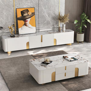 Salon moderne, meuble <span class=keywords><strong>TV</strong></span> de luxe en marbre, <span class=keywords><strong>pied</strong></span> doré, table basse console, meuble <span class=keywords><strong>TV</strong></span> avec rangement - Product Image 1