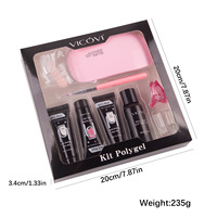 Gel d'extension poly transparent rose nude 15ml, outils complets d'extension d'ongles avec mini lampe UV pliable, kit de manucure DIY