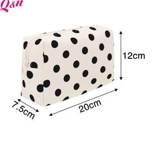 Maquillaje divertido de lunares de gran capacidad personalizado portátil para neceser bolsas de cosméticos de lona suave con cremallera para niñas y mujeres - Product Image 4