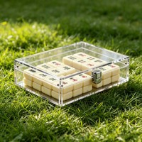 Boîte de rangement en acrylique épais moderne pour Mahjong, en gros, en acrylique durable, avec couvercle