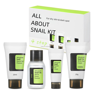 Kit <span class=keywords><strong>de</strong></span> Voyage à la Mucine <span class=keywords><strong>d</strong></span>'<span class=keywords><strong>Escargot</strong></span> : Soin Coréen en 4 Étapes avec Nettoyant en Gel et Essence Rajeunissante Puissante pour Peaux Sèches et Réparation <span class=keywords><strong>de</strong></span> la Teint Terne - Product Image 1