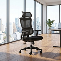 Chaise de bureau ergonomique en maille avec appuie-tête réglable, accoudoirs 3D, siège en mousse haute densité et mécanisme d'inclinaison à 4 verrous