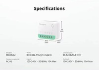 Module de relais détachable pour interrupteur intelligent WiFi MINIR4M MINI Extreme en plastique pour l'automatisation de la maison et des hôtels, compatible Matter