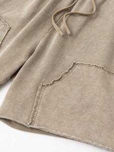 Peso massimo 330Gsm cotone personalizzato orlo grezzo taglio acido lavaggio invecchiato cotone francese Terry oversize Patchwork corto per gli uomini - Product Image 3