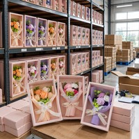 Bouquet de fleurs de savon éternelles préservées, rose et œillet parfumés, coffret cadeau pour la Fête des Mères, la Saint-Valentin, l'anniversaire, décoration