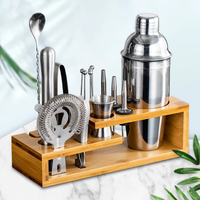 Ensemble d'outils de bar pour restaurant, accessoires à cocktails en acier inoxydable, ensemble de shaker à cocktails avec support, shaker à cocktails de 750 ml