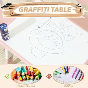SINKIPA Ensemble <span class=keywords><strong>Table</strong></span> et 2 Chaises Modernes en Plastique pour Enfants, Hauteur Réglable, Plateau <span class=keywords><strong>Multi</strong></span>-<span class=keywords><strong>Activités</strong></span> à Graffiter, Rangement Intégré, Âges 3-8 ans - Product Image 5