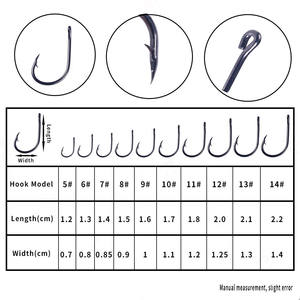 Bộ 100 móc câu cá bằng thép, kèm hộp, móc câu cá chép, móc câu có lỗ, 10 cỡ, loại 3 # -12 #   Dụng cụ câu cá Pesca - Product Image 3