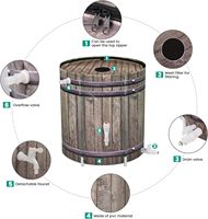 Dandelion Baril de récupération d'eau de pluie pliable en PVC de 50 gallons, couleur grain de bois, portable, avec robinets et kit de trop-plein pour jardinage