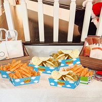 Plateau alimentaire en papier à thème dessin animé, jetable, ciel bleu et nuages blancs, bols à collation, fournitures de fête d'anniversaire sur le thème des jouets