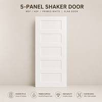 Porte intérieure classique à 5 panneaux, style Shaker, en MDF/HDF apprêté blanc, à âme creuse ou pleine, fournisseur de portes en bois