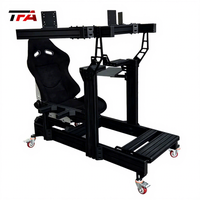 Soporte de Aluminio Reforzado para Simulador de Carreras con Asiento, Pedales y Volante para Entretenimiento Deportivo y Configuración de Simulación de Conducción
