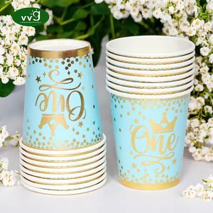 Ensemble de <span class=keywords><strong>vaisselle</strong></span> pour fête d'anniversaire sur le thème du bleu VVG, 1er anniversaire, assiettes en papier, gobelets, serviettes, pour garçons, fournitures pour fête d'anniversaire d'un an - Product Image 5