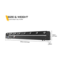Barre de lumière mobile 8x12W RGBW 4-en-1, projecteur de scène à 8 faisceaux LED, DMX512 9/38CH, éclairage DJ pour conception de scène clé en main et conception CAO
