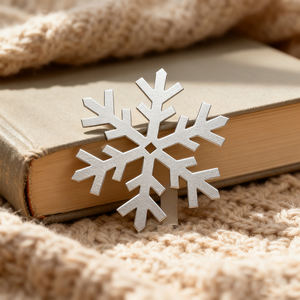 Marcapáginas de copos de nieve de Metal literario cortado con láser coleccionable de alta calidad 2025, marcapáginas promocionales plantados en plata para regalos - Product Image 1