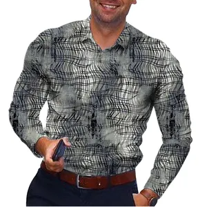 Groothandel Nieuwe Mannen Gedrukt Fashion Casual Lange Mouw Shirts Mannen Tops