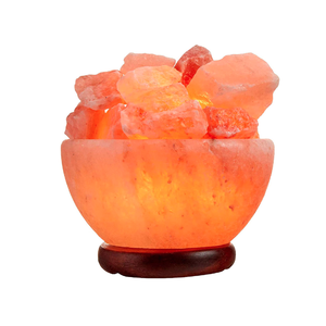 Lampe en cristal de sel de l'Himalaya pur à emballage personnalisé avec base en bois technique sculptée à la main pour la décoration de la chambre Tahir Gems modèle TG-34 - Product Image 1