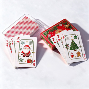 Juego de Cartas de Navidad Personalizadas con Diseño de Papá Noel, Renos y Árbol de Navidad Estampados en Oro, Baraja de Papel, Regalo Navideño al por Mayor - Product Image 3
