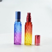 Vente en gros de flacons de parfum portables miniatures de 12 ml en verre dégradé avec bouchon à vis, impression sérigraphique, forme rectangulaire, diffuseur à roseaux