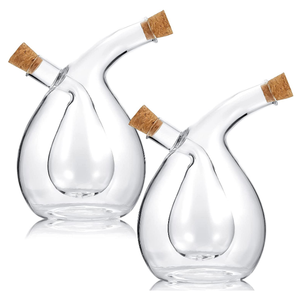 Distributeur de borosilicate 2 <span class=keywords><strong>en</strong></span> 1 <span class=keywords><strong>pour</strong></span> huile et vinaigre soufflé à la main Bouteille de cruet avec <span class=keywords><strong>bouchon</strong></span> <span class=keywords><strong>en</strong></span> liège - Product Image 5