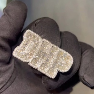 Bagues de championnat personnalisées, bijoux fantaisie, argent sterling S925, sertie de moissanite, pierre baguette, bague en argent pour homme, style - Product Image 1