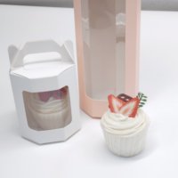 Vente directe d'usine, boîte à gâteau en papier recyclable avec poignée et fenêtre, laminage mat, sans danger pour les aliments