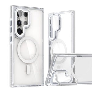 เคสโทรศัพท์แม่เหล็กใสสำหรับ Samsung S25 S22 S24 Ultra S23 Plus พร้อมที่ยึดฟิล์มเลนส์ ป้องกันการกระแทก ฝาครอบอะคริลิก - Product Image 5