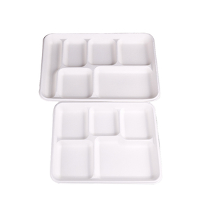 <span class=keywords><strong>Plateau</strong></span> alimentaire blanc à 5/6 compartiments, jetable, pour l'école, l'hôpital et la cafétéria, pour l'emballage des repas - Product Image 1