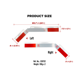 Reflector de Guardabarros Angulado de 24"x3" para Camión y Remolque, Aluminio Rojo/Blanco con Cinta Reflectante - Product Image 2