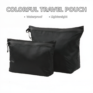Black Nylon Travel <b>Pouch</b> Set <b>Water</b> Resistant Zipper Cosmetic Organizer Bag Lightweight Toiletry Storage <b>Pouch</b> Custom Logo - Product Image 2