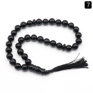 Cuentas de Piedra de Ágata Natural, Cuentas de Oración Musulmana, Forma de Bola Clásica con Borla Espaciadora, Regalos Religiosos del Islam, Venta Al por Mayor, 33 Unidades - Product Image 6