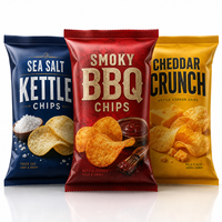 Sacs à chips compostables écologiques en PLA laminé, sachets en plastique laminé thermoscellables pour chips de banane plantain, popcorn, frites, en-cas