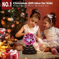 Sphère magique boule de plasma en cristal veilleuse 3 pouces pour enfants jouet scientifique électrostatique boule ionique atmosphère lampe de nuit