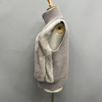 Jancoco Winter Warme Stehkragen-Weste aus Kaschmirwolle für Damen Echte Nerzfell-Strickweste
