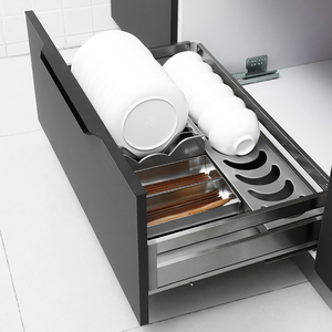 Accessoires pour armoires de cuisine en acier inoxydable, panier coulissant en fil métallique, paniers de rangement pour tiroirs de cuisine à fermeture douce, ancien placard - Product Image 1