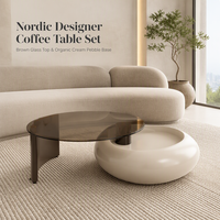 Table basse ronde de style nordique de luxe en or, table centrale à double niveau en verre, table d'appoint minimaliste pour canapé ou bureau