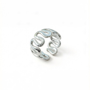 925 Sterling Silver Wave <b>Ring</b> For Women <b>Open</b> Band Geometric Design Everyday Wear Jewelry - Product Image 5