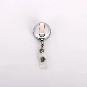 3.2CM Retractable Badge Holder Reel Metal Id Badge Holder With Belt Back Clip Key Ring For Name Card Keychain