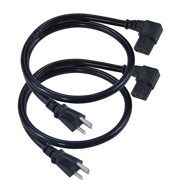 Right Angle C13 Power Cable, NEMA 5-15P US Plug Angled IEC C13 Cord for Desktop Computer & Server