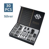 Coffret cadeau de luxe en gros 30 pièces vaisselle argenterie fourchette cuillère couteau couverts ensemble de couverts en acier inoxydable