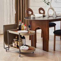 Table d'appoint de canapé moderne haut de gamme en cuir et acier inoxydable, style luxe léger, pour salon et balcon, chariot mobile avec étagère verrouillable