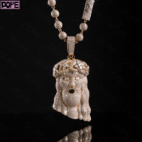 Pendentif Moissanite entièrement serti, motif tête de Jésus 3D, en argent 925, Moissanite VVS personnalisée, style Hip Hop, idéal pour cadeau