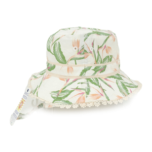 Chapeau Bob Réversible Femme Imprimé Floral <span class=keywords><strong>Oiseau</strong></span> de Paradis Tropical avec Bordure en Dentelle et Sangle Mentonnière Ajustable pour la Plage - Product Image 2