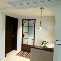 Porte intérieure en verre trempé givré en alliage d'aluminium de style rétro français, résistante à l'eau, antirouille, pour cuisine et salle de bain