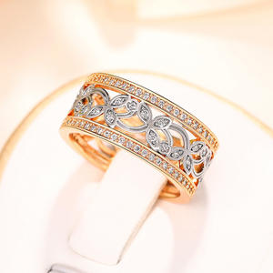 Bagues de cocktail pour femmes Q107, plaqué or 18 carats, moissanite, sertissage pavé fleur, bijoux de soirée - Product Image 4