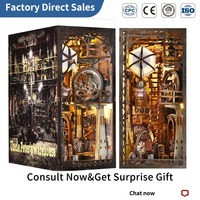 Kit de bricolage professionnel ETKVR pour bibliothèque miniature de luxe, modèle de puzzle en bois 3D avec éclairage LED, décoration de bibliothèque en forme de château magique
